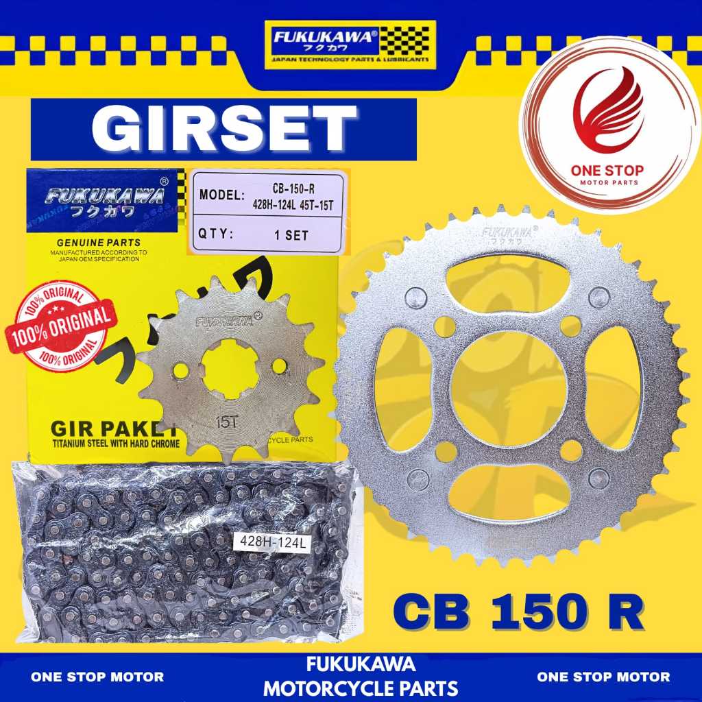 GEAR SET CBR 150R & CB150R LED FUKUKAWA 428H-128L 45T-15T GIR PAKET / GIR SET ORIGINAL ORI ASLI FUKU