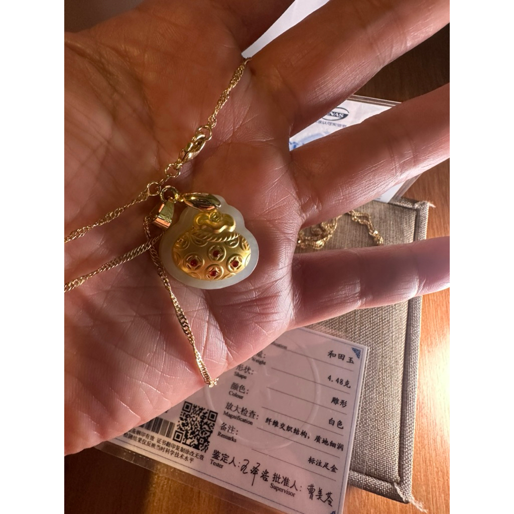 kalung giok hoki cina asli premium quality sertifikat lapis emas