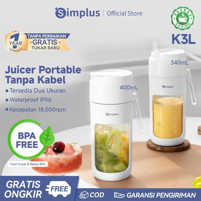 Simplus Blender Portabel 340ml Juicer Multifungsi Gelas Siap Minum 10 Set Mata Pisau Jus Buah dan Sa