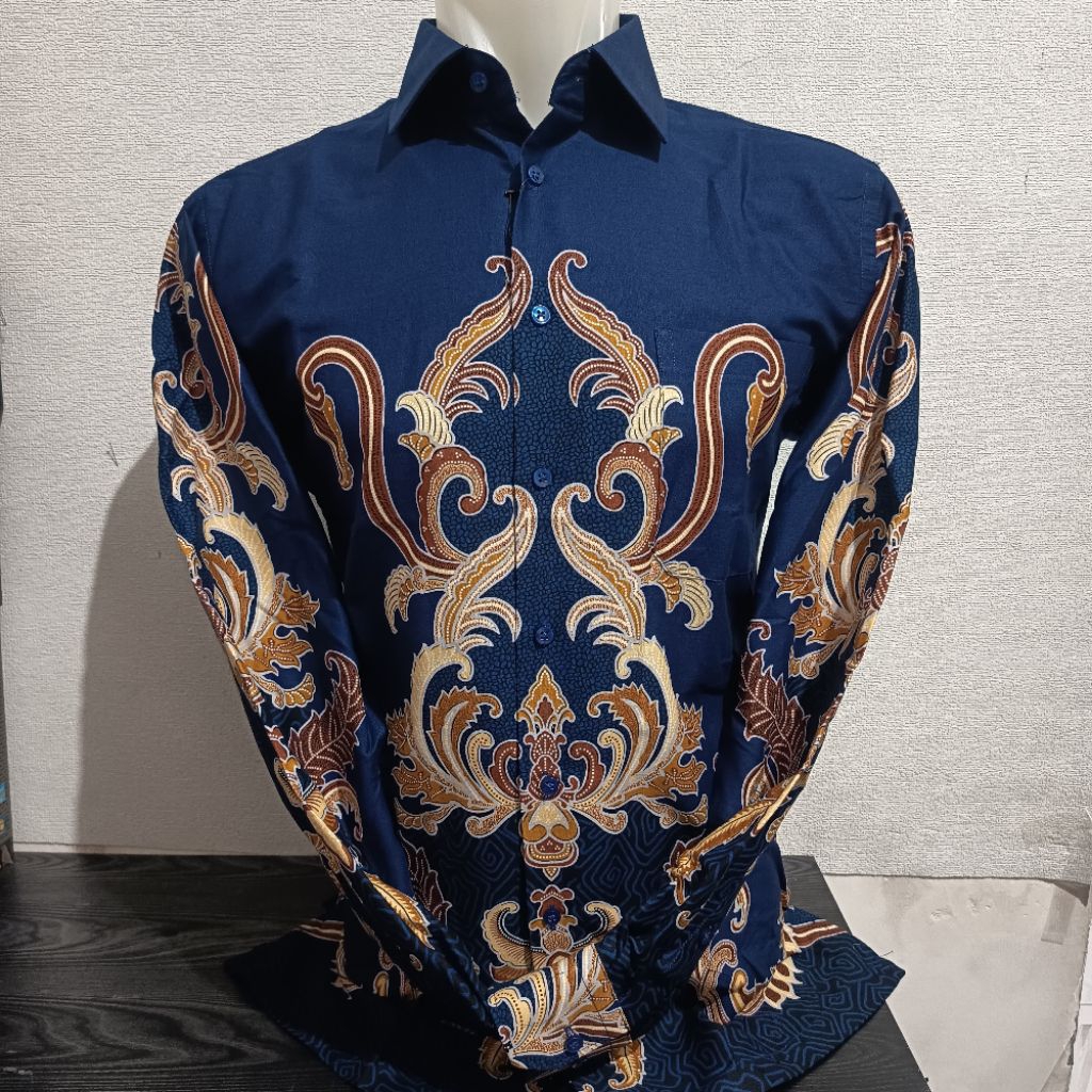 LENGAN PANJANG SLIMFIT ALISAN Batik 10833 Dasar Biru/Hitam