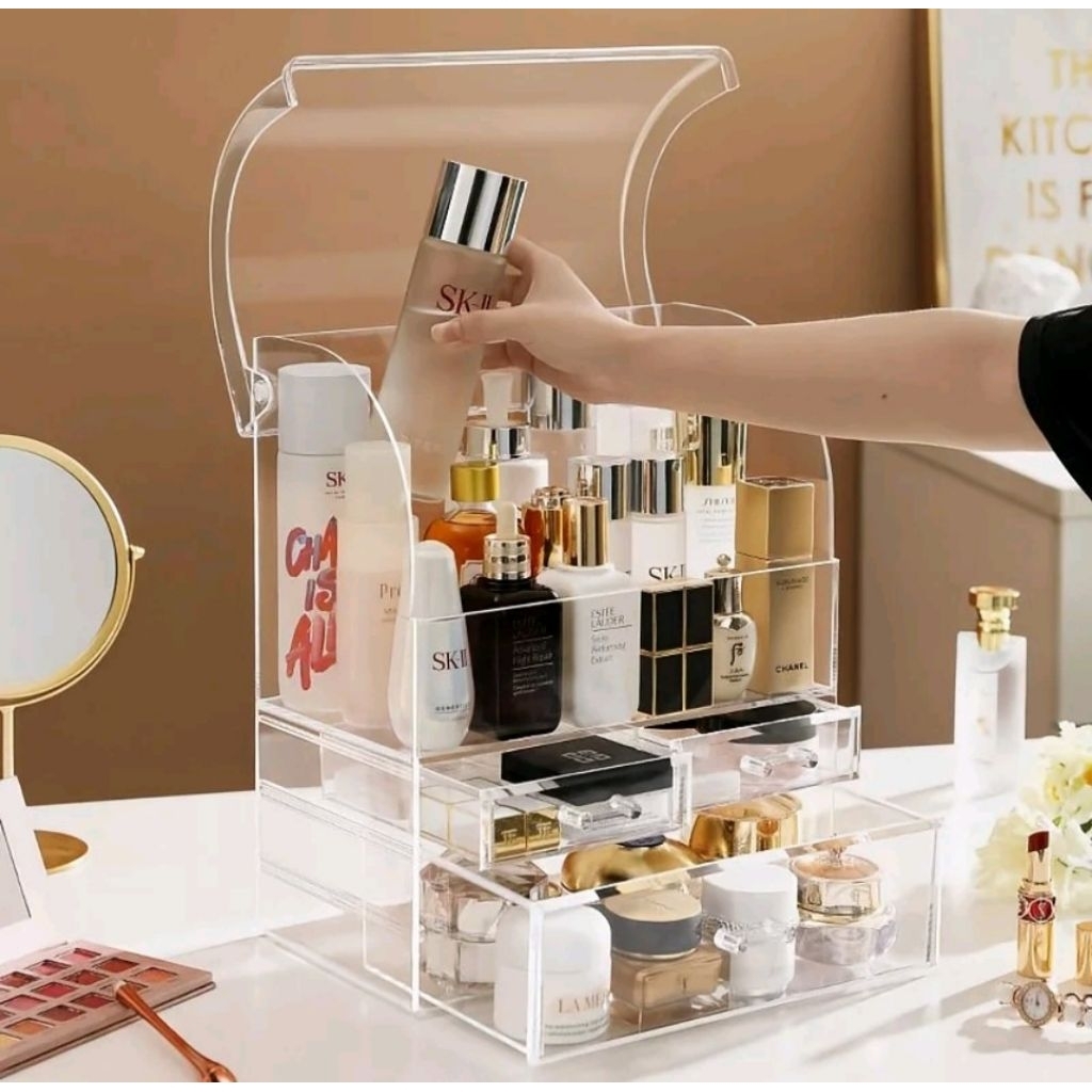 Rak Akrilik Pensil 4 Susun - Transparan, Desain Elegan, Kapasitas Besar