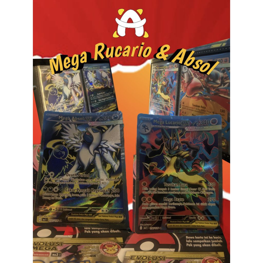 Mega Rucario & Absol ex SR/RR (Mega Evolusi) TCG Pokemon ID