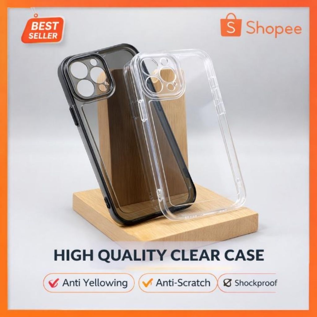 Soft Case Hp Vivo Y15s/Y12/Y12i/Y15/Y17  Clear Transparan Bening & Smoke Black - Premium Shockproof 