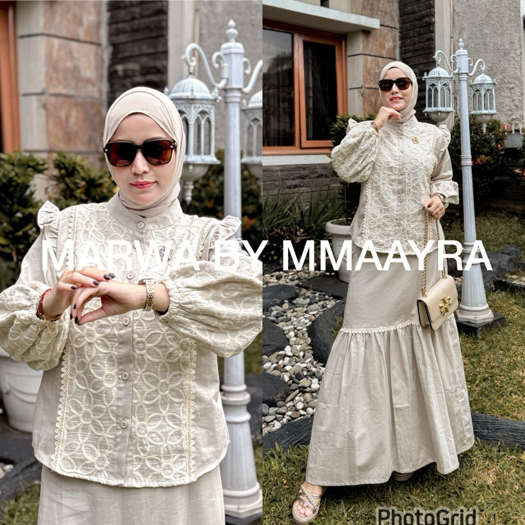 Mmaayra Set Wanita - Marwa By Mmaayra kemeja dan rok wanita kekinian