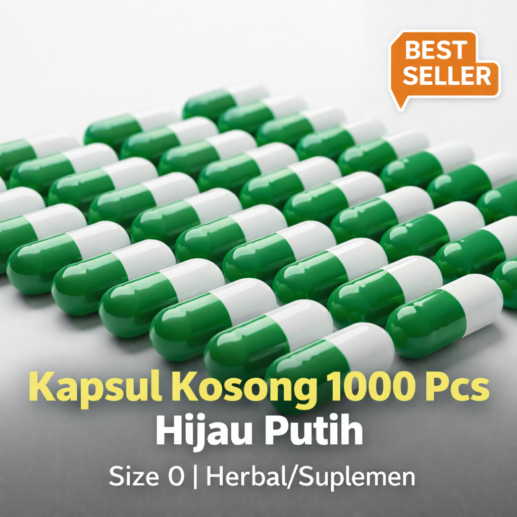 Cangkang Kapsul Kosong Warna Hijau Putih Size 1 Merk CAPSUGEL Isi 1000 pcs
