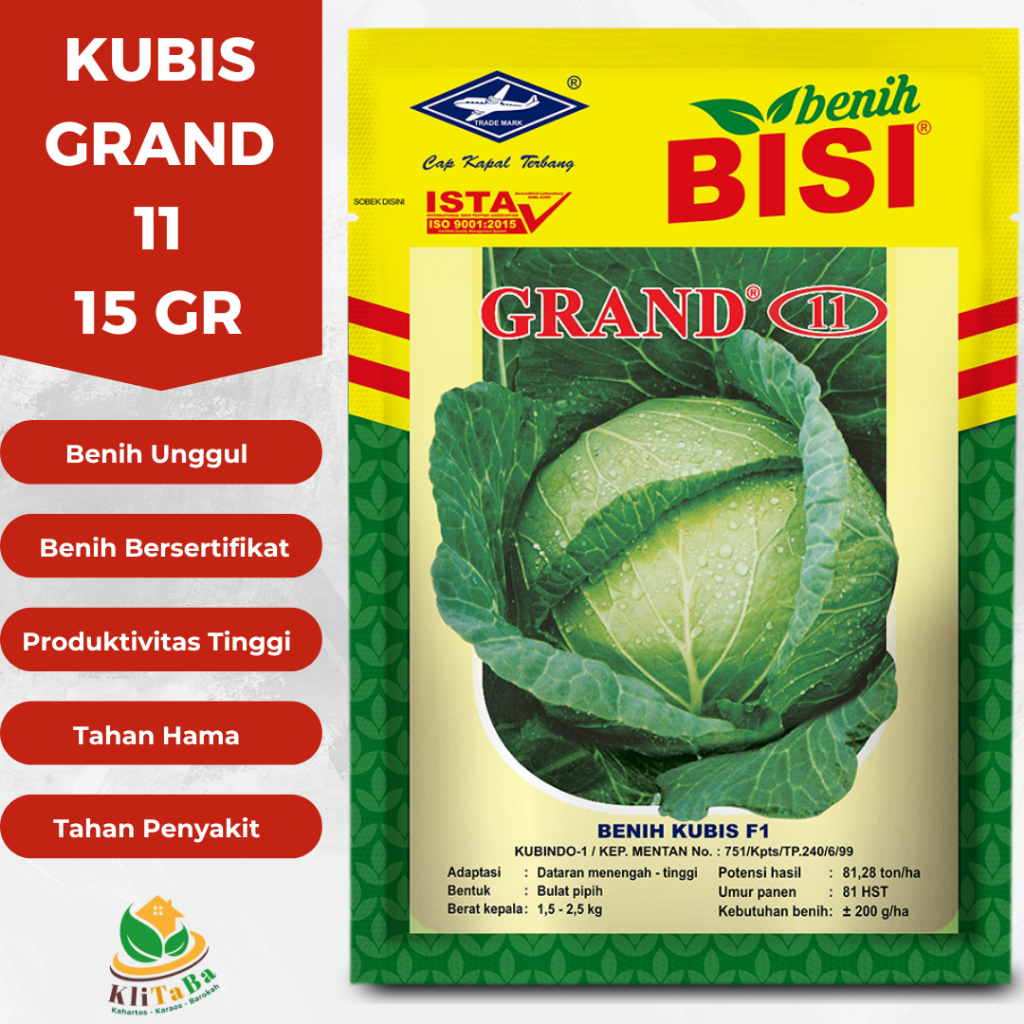 Benih Kubis Grand 11 F1 15 gr - BISI Cap Kapal Terbang