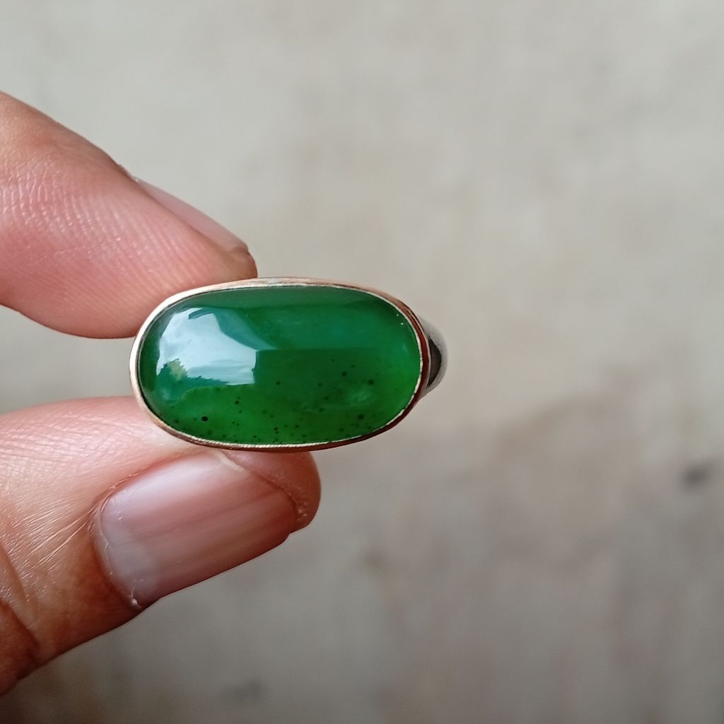 Batu Ijo Garut Green Chalcedony dim 20 ring perak Handmade