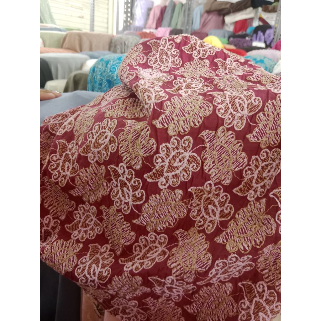 bahan kain katun bordir import/kain katun bordir Original