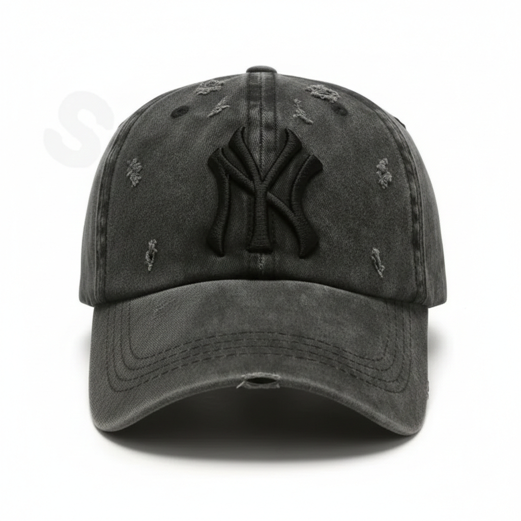 Topi Baseball Distro Motif Wash Terbaru Topi NY Model Sobek Trend 2026 Pria Wanita