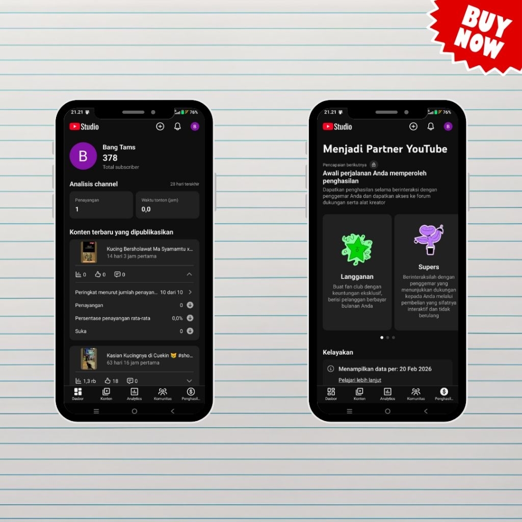 Channel Youtube 378 Subscriber Permanen Real Human Bukan Bot