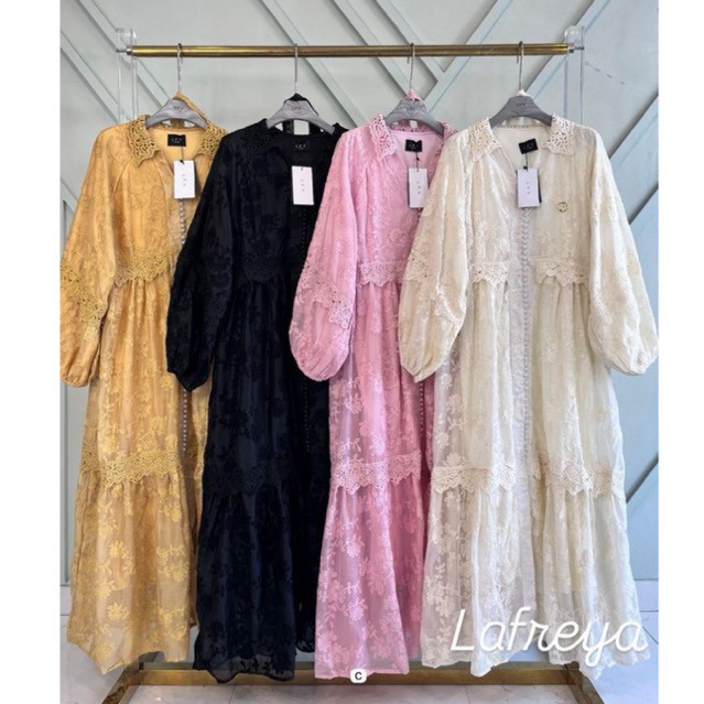 gamis rey, dress lfy, gamis lafreya, dress goldy, gamis bkk, gamis putih, white maxi, dress katun bo