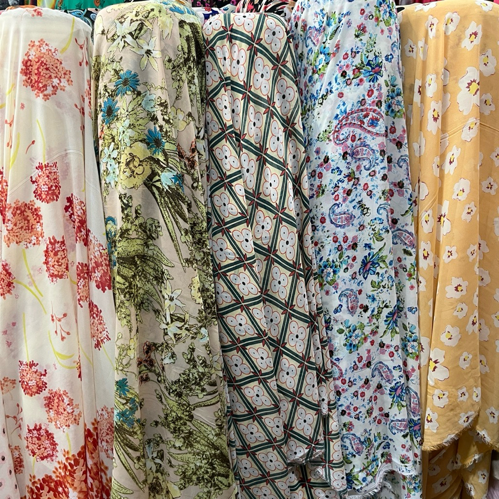 kain ceruty premium motif bunga - kain sifon ceruti - bahan gamis seruti motif