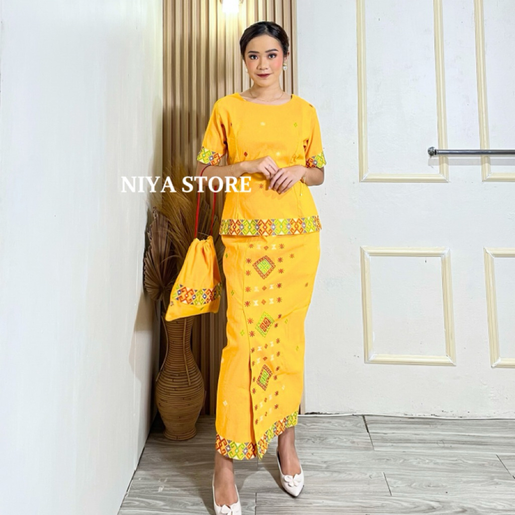 NIYA STORE || Baju Setelan Tenun Pabintik Pasingki Dolby Bordir Motif Toraja Sulam Bordir