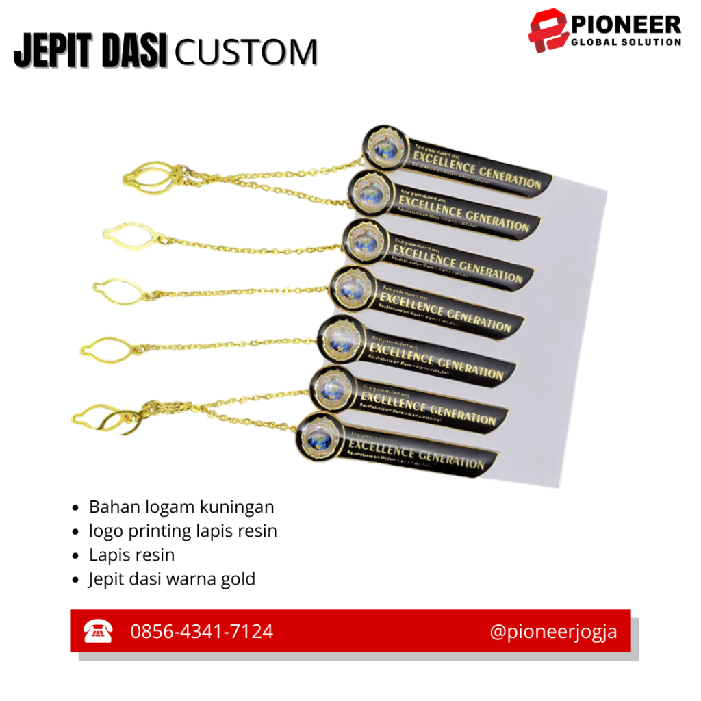 Penjepit Dasi Logam Gold Custom Bahan Etsa lapis Resin