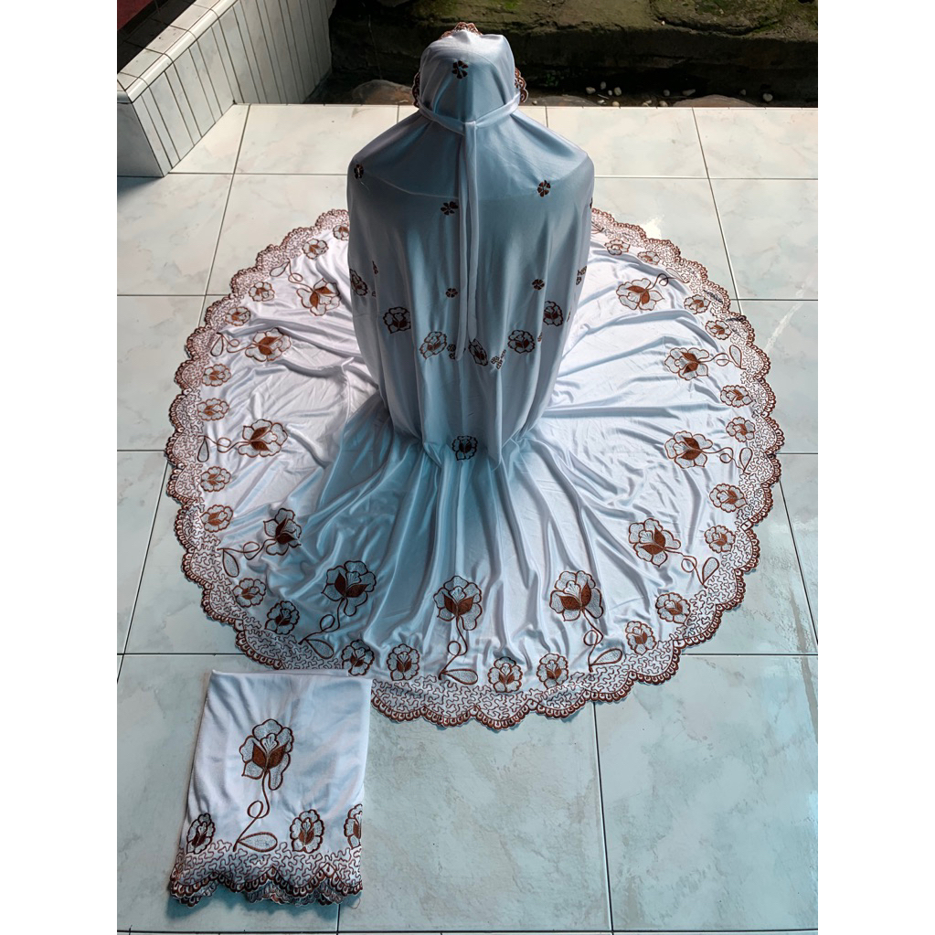 MUKENA SETELAN TRIKO BORDIR / TELENGKUNG / MUKENA ATAS BAWAH