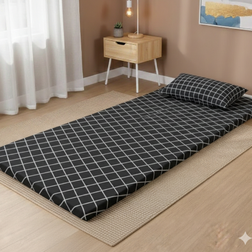 King-Matras Kasur Busa Tebal Empuk, Kasur Lantai Single Dan Bantal Tidur Minimalis