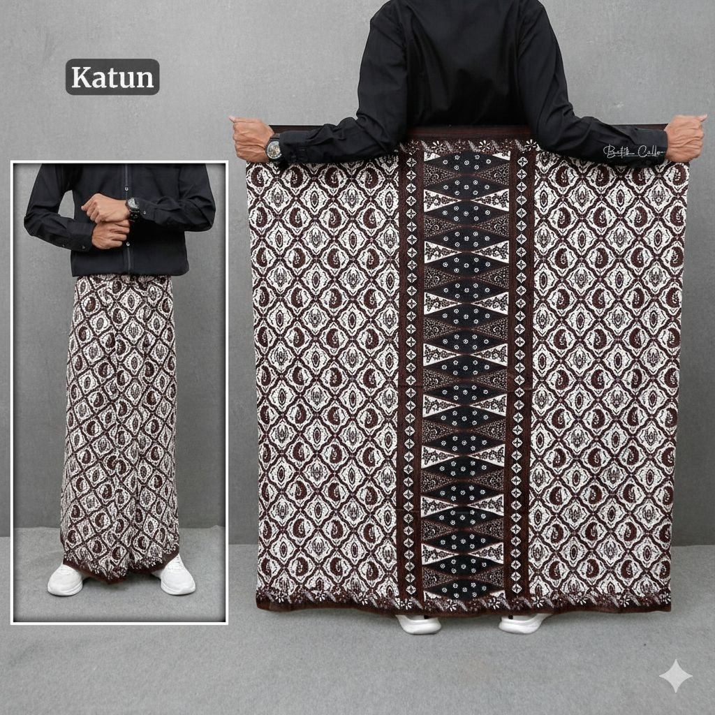 Sarung Batik Pekalongan Hitam Motif Wayang Modern Pria Dewasa Kang Santri