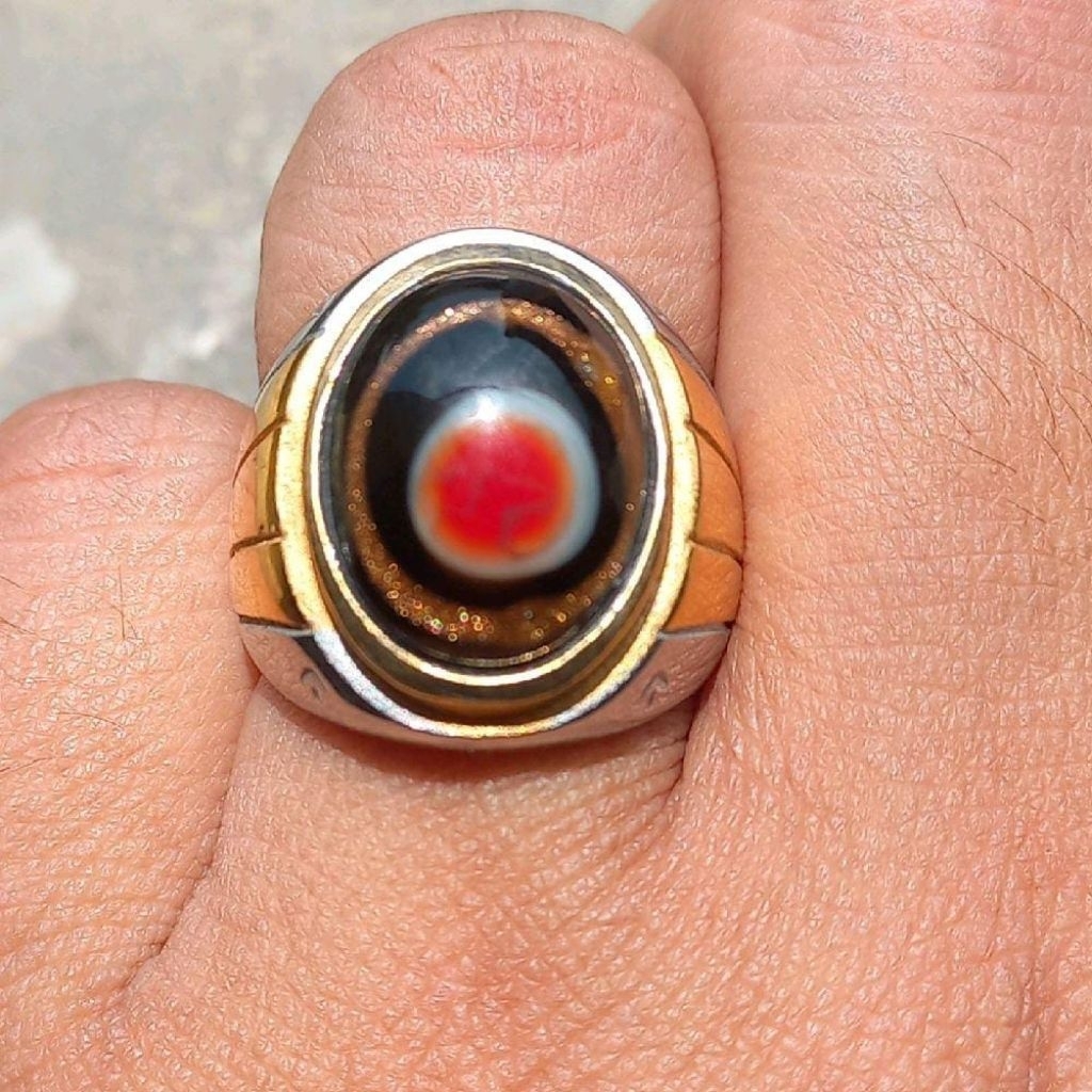Cincin Batu Mata Ikan Ring Titanium Super mewah