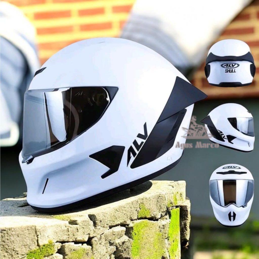 Helm Alv Skull Solid Full Face Original SNI