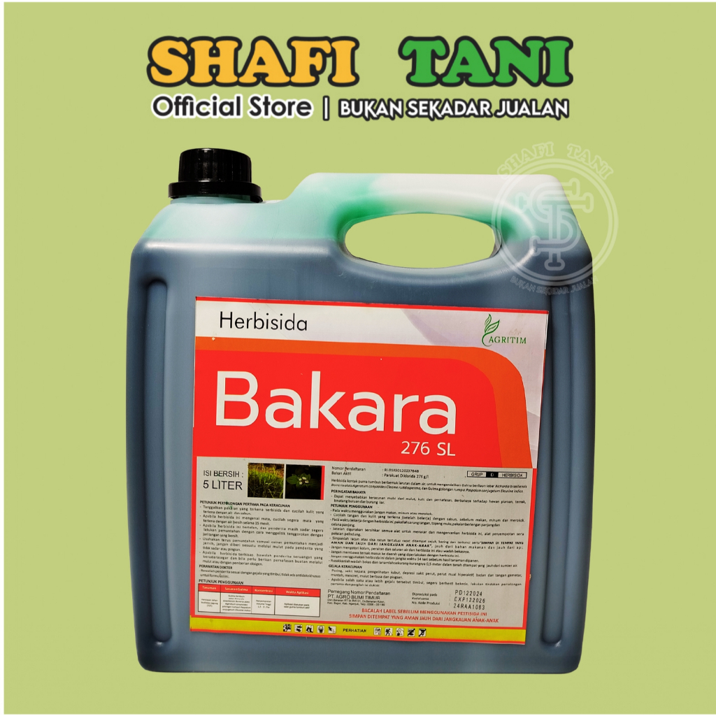 HERBISIDA BAKARA 276 SL 5L Parakuat Diklorida 276 g/l bahan aktif sama dengan gramoxone, noxone rump