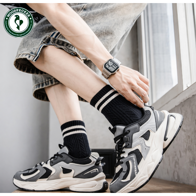 750 Sepatu Sneakers Pria Retro Running Shoes - Daddy Shoes Sporty Casual - Blue & Black