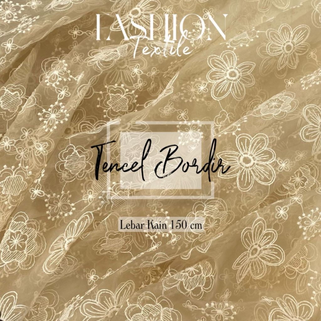 Kain Tencel Bordir Premium | Tencel Embroidery Premium | Kain Tencel Organza Bordir | Bahan Dress da