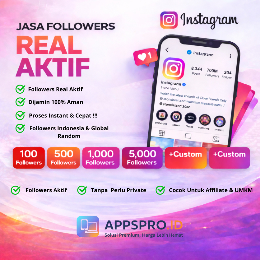 Jasa Followers Instagram Real Human Aktif Life Time Bergaransi APPSPRO.ID