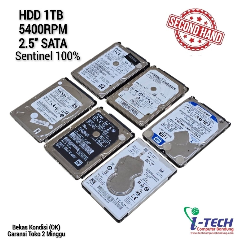 HDD / HARDISK LAPTOP 2.5 INCHI SATA  1TB WD SEAGATE SAMSUNG HGST TOSHIBA  BEKAS