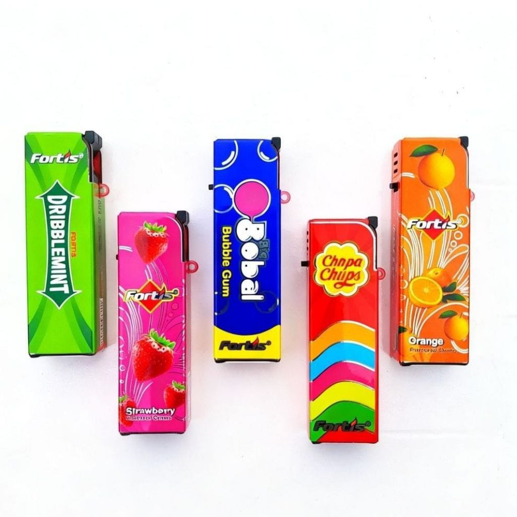 Korek Api Bara X Fortis Bubble Gum / Korek Gas Fortis Motif Permen karet