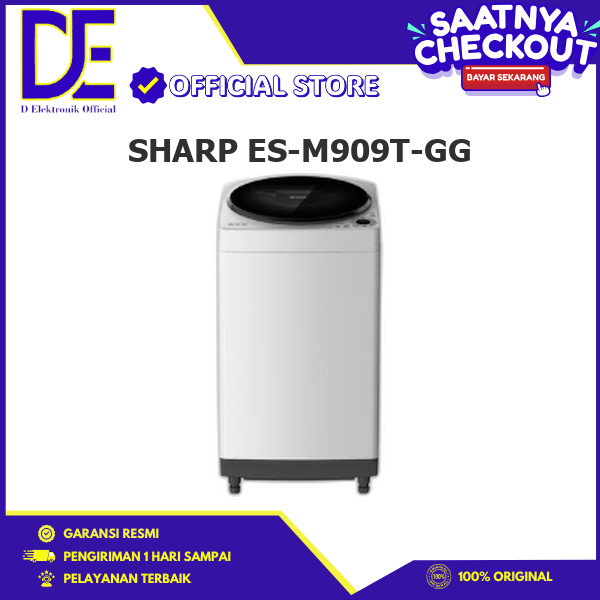 SHARP ES-M909T-GG Mesin Cuci 1 Tabung 9Kg White M909T