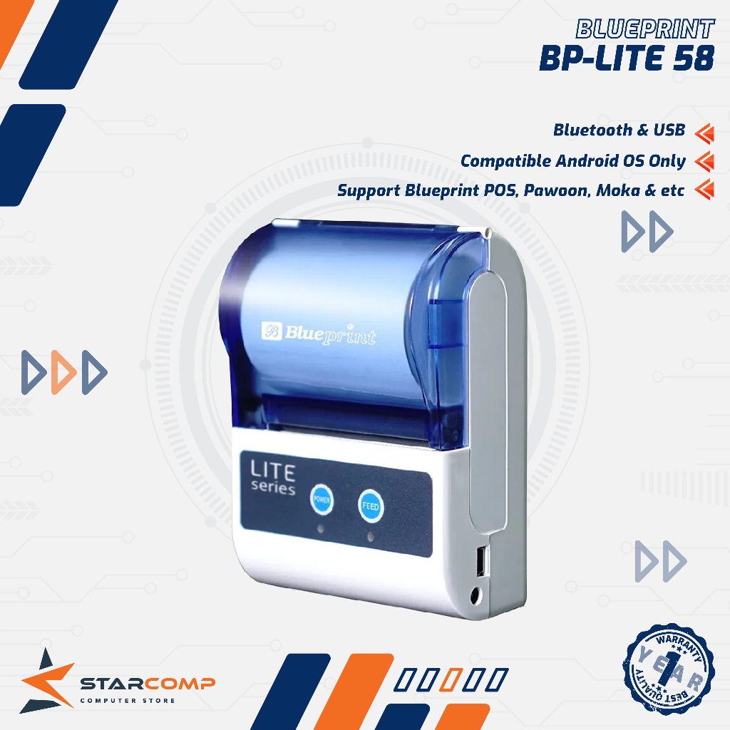Blueprint BP-Lite 58 Printer Thermal Portable Bluetooth BLUEPRINT BP-LITE58