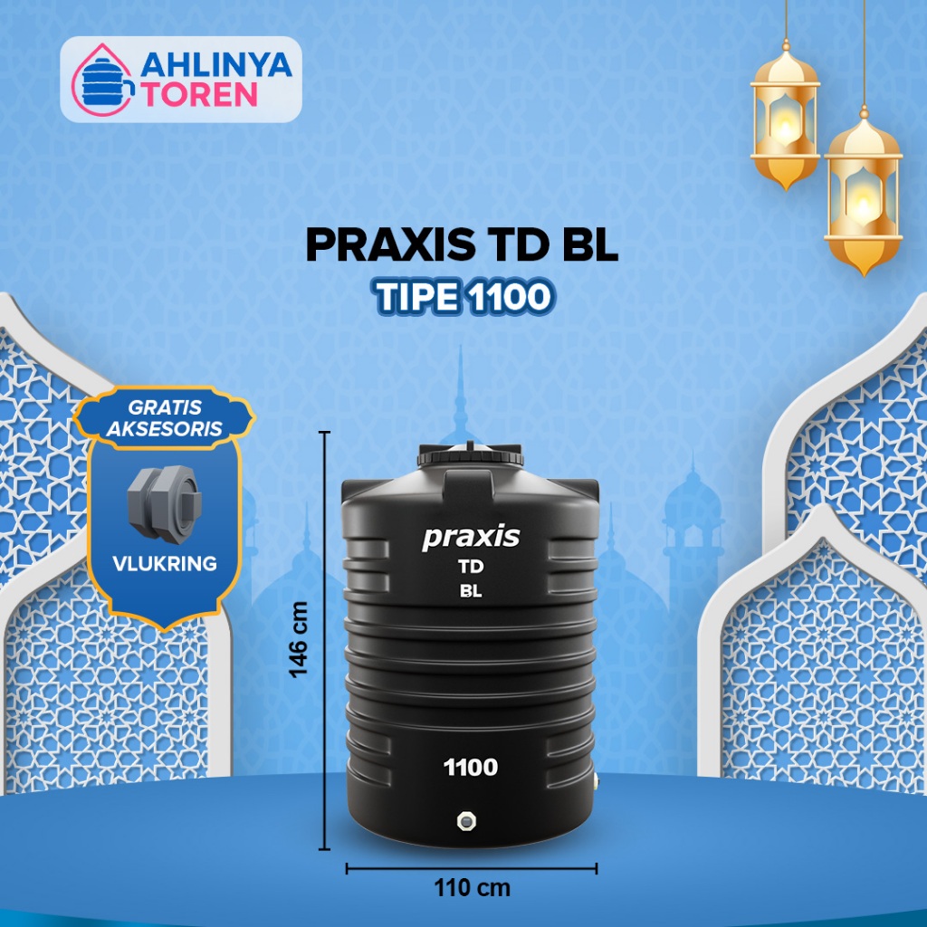 Tandon Toren Tangki Air PRAXIS 1100 Liter Anti Lumut dan Kuat