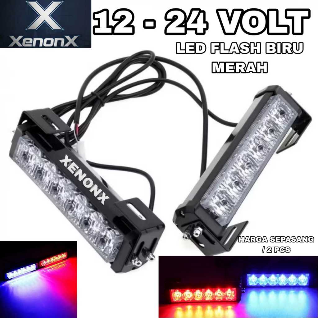 Lampu STROBO 12 - 24 Volt SIGNAL BLITZ 4 Mata 6 Led 8 Mode Vama Federal Motor Mobil Blits Kedip Flas