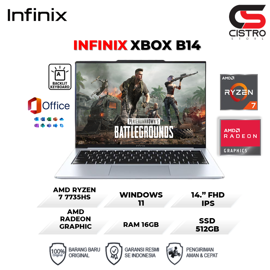Laptop Infinix XBOOK B14 Ryzen 7 7735HS  Garansi Resmi