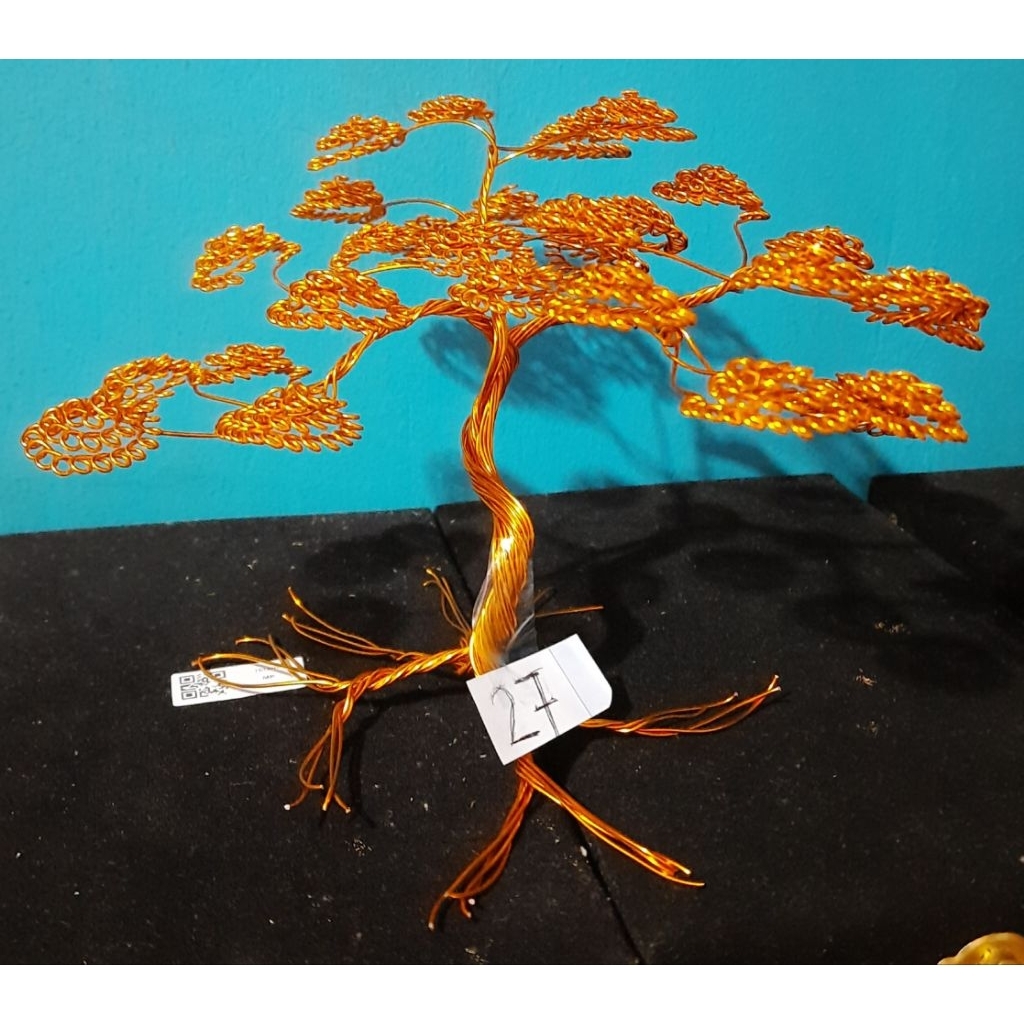 Kerajinan Pohon Bonsai Kawat Aluminium Tugas Sekolah Kuning