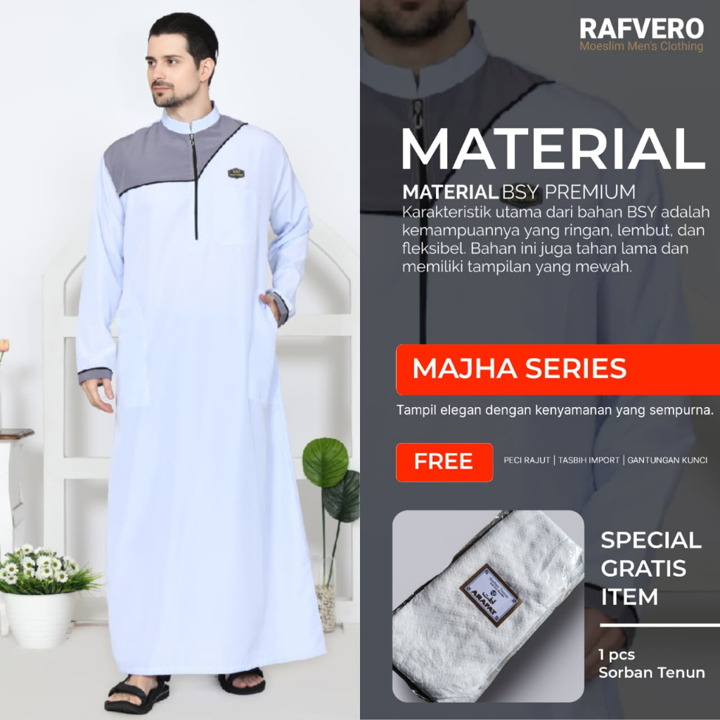 RAFVERO COLLECTION - Jubah Pria Majha - Baju Muslim - Original RAFVERO - COD Pengiriman