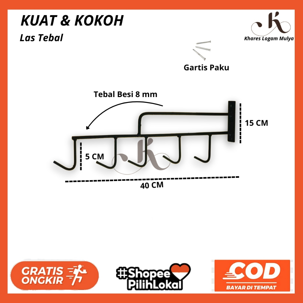 Rak Gantungan Panci Wajan - Rak Dapur Cantolan Wajan & Panci Tempel Dinding