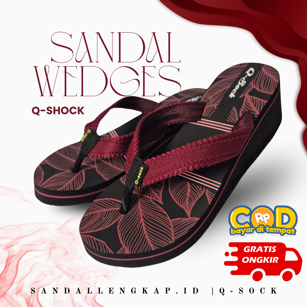 Sandal Japit Wedges Wanita Empuk Nyaman Tidak Pegal | Sendal Kerja Santai Elegan Anti Slip Hak Tingg