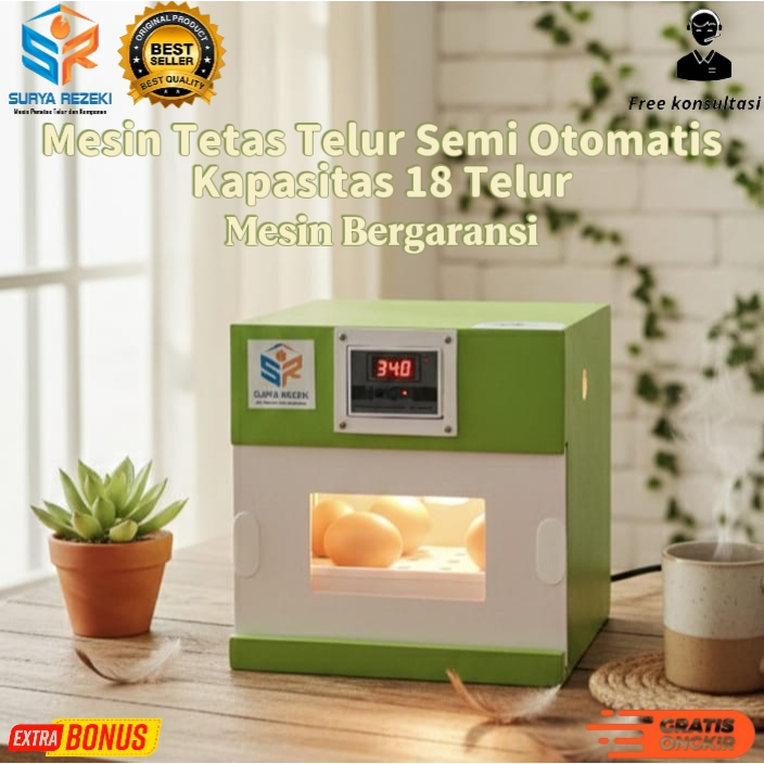 Mesin Tetas Telur Semi Otomatis Kap 18 Penetas Telur