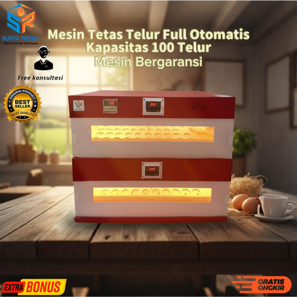Mesin Tetas Telur kapasitas 100 telur ayam, bebek, dan burung otomatis
