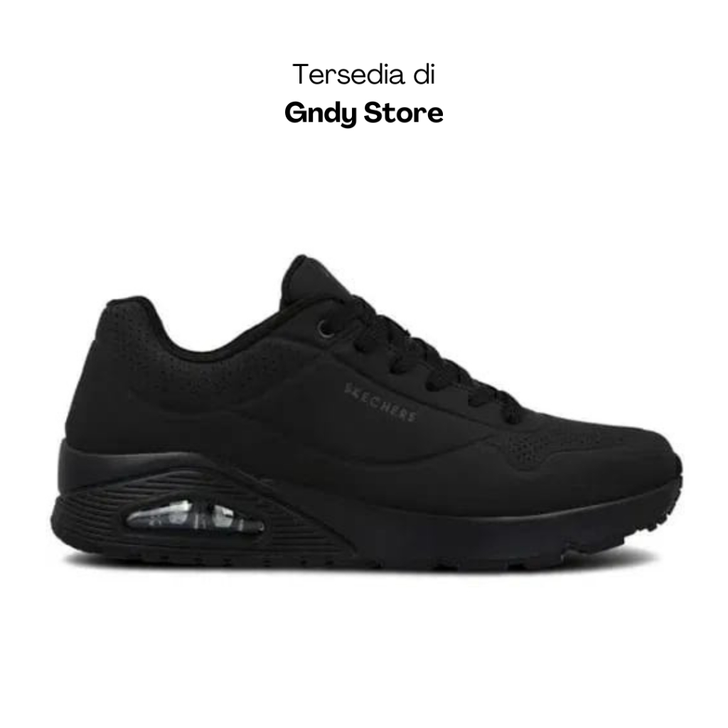 Sepatu Sneakers Pria Skechers Uno Stand On Air 52458/BBK Full Black MenSepatu Sneakers Pria Skechers