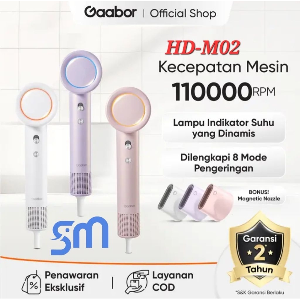 Hair Dryer Gaabor HD-M02 pengering rambut High Speed Ionic HDM02 110.000 rpm