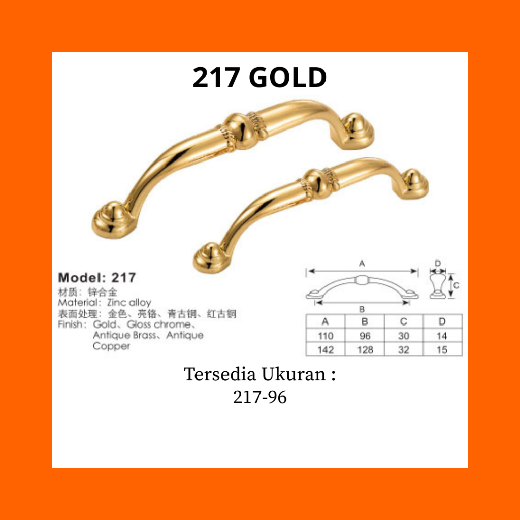 Handle 217 GOLD | Handle Tarikan Laci | Tarikan Pintu Laci Minimalis
