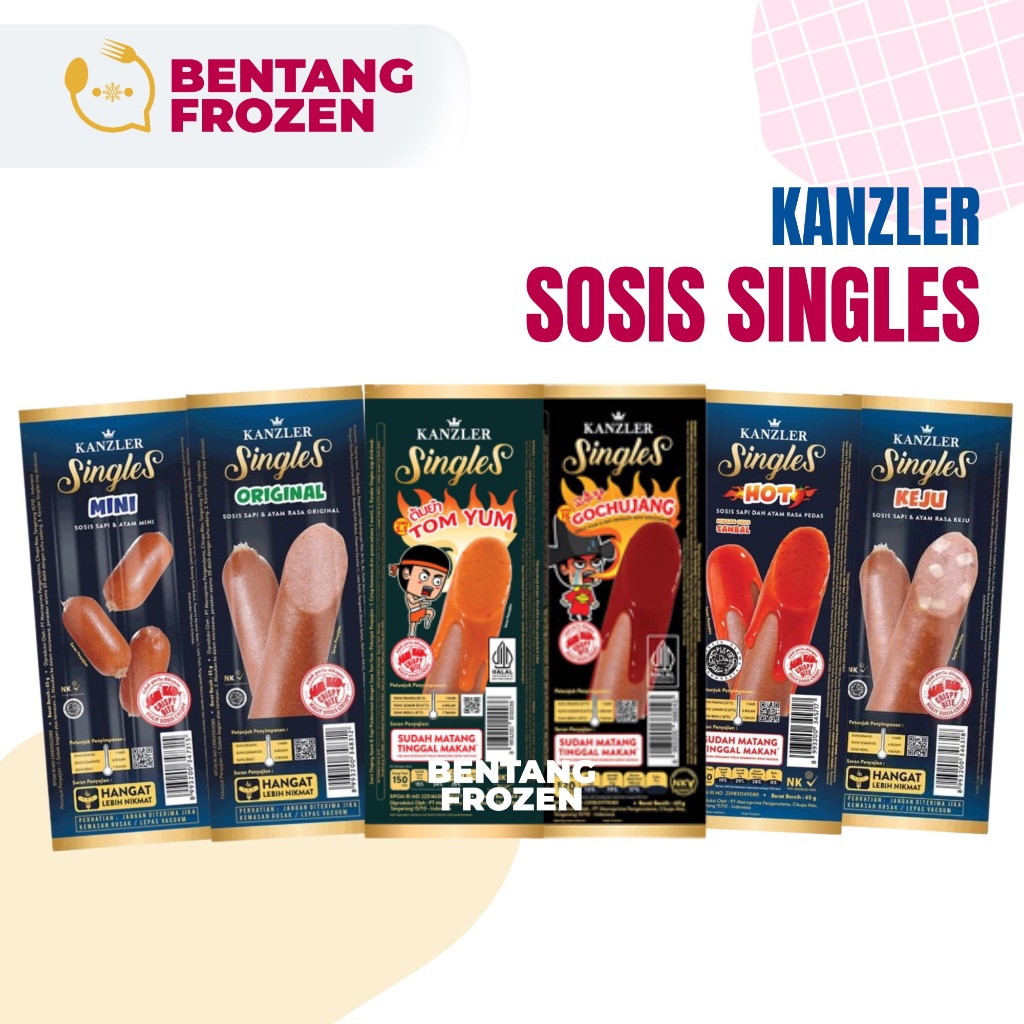 Kanzler Sosis Singles 65gr Original / Keju / Hot / Gochujang / Mini /Tomyum / Sosis Kanzler Singles