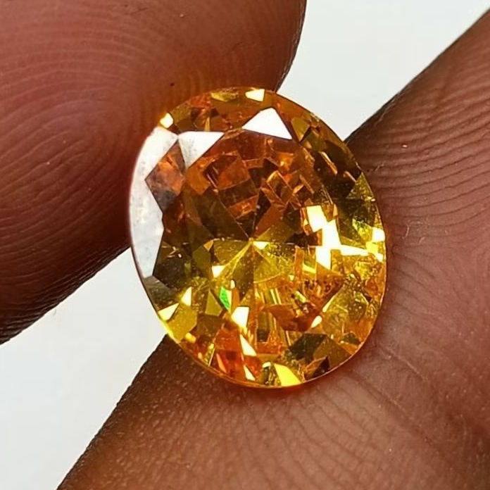 Batu Permata Diamond Yellow Citrine , 12 x 10 mm