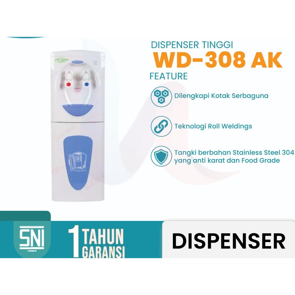 Miyako WD-308 AK – Dispenser Galon Atas Tinggi / Air Panas & Dingin