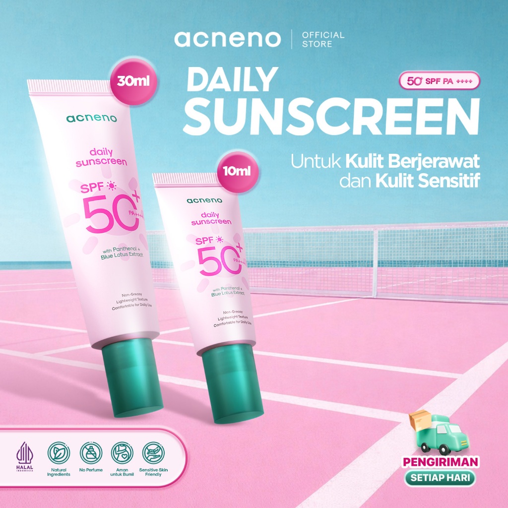 [NEW SUNSCREEN] Acneno Daily Sunscreen isi 10ml & 30ml | Daily Sunscreen SPF 50+ PA++++ Untuk Kulit 