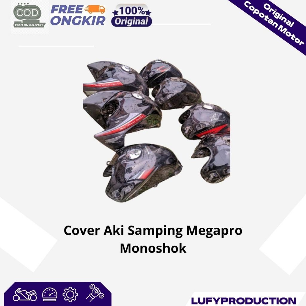 Tangki Megapro Mono - belum tambalan - warna hitam - Original Copotan Motor