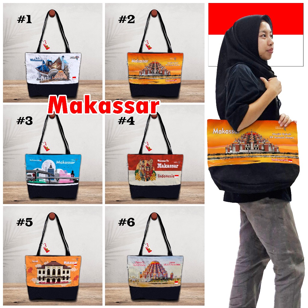 TAS TOTE BAG MAKASSAR, TAS TALI WEBBING 6 MOTIF SIAP KIRIM TSH 1 001