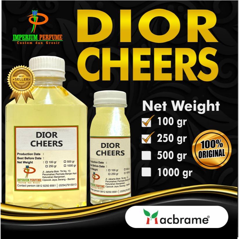 DIOR CHEERS BIBIT PARFUM MURNI BY MACBRAME AROMA DIOR CHEERS UK. 250GR & 500GR